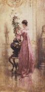 Eugene Joors Woman with Chrysanthemums china oil painting artist